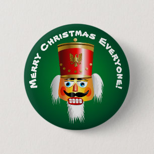 Christmas Nutcracker Toy-Soldier Cartoon Button