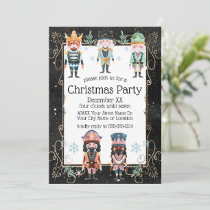 Christmas Nutcracker Toy Soldiers Gold and Black Invitation