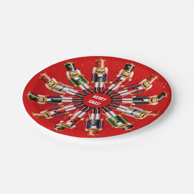 Christmas Nutcracker Toy Soldiers Paper Plates (Angled)
