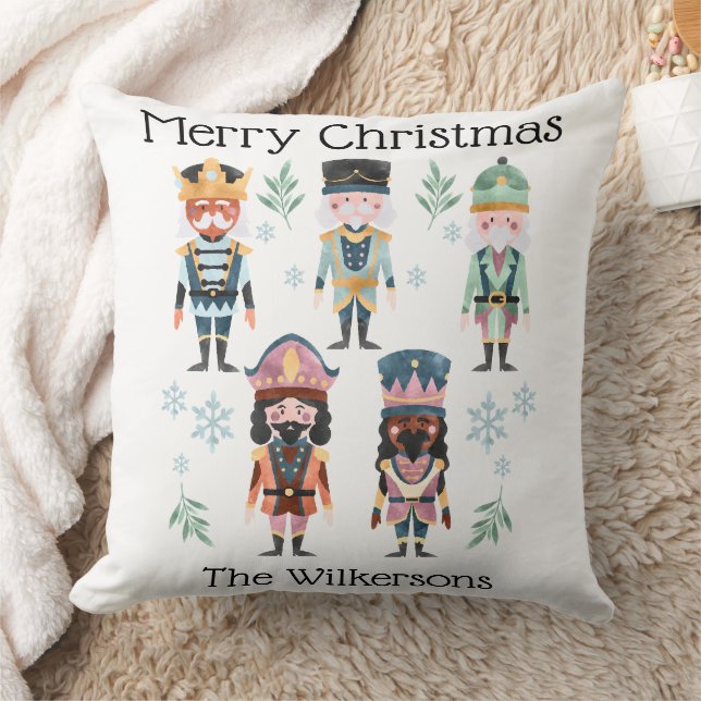 Christmas Nutcracker Toy Soldiers Throw Pillow (Blanket)