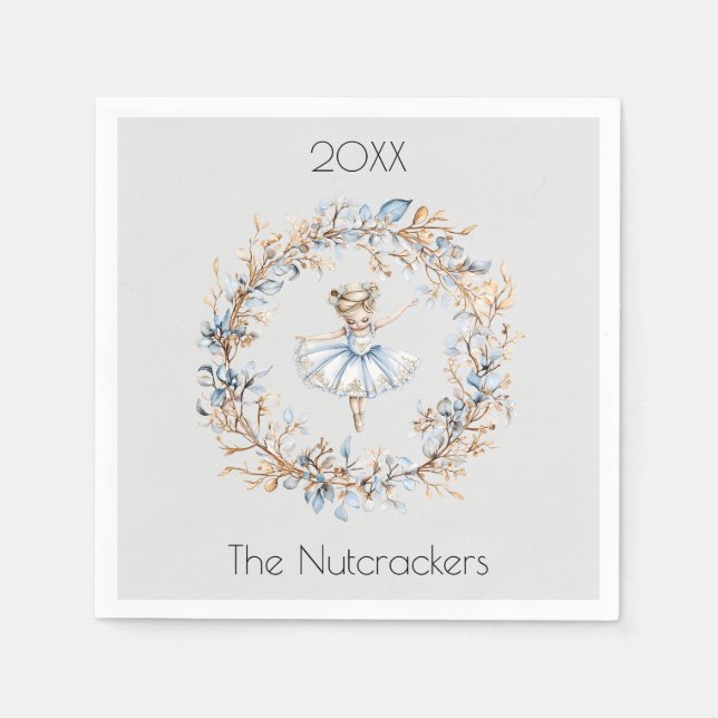 Christmas Nutcracker Watercolor Ballerina Napkins (Front)