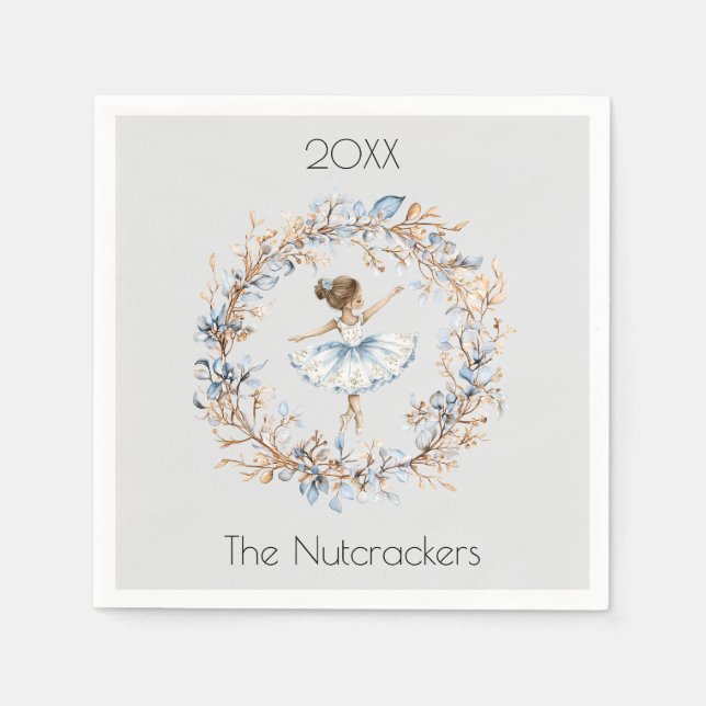 Christmas Nutcracker Watercolor Ballerina Napkins (Front)