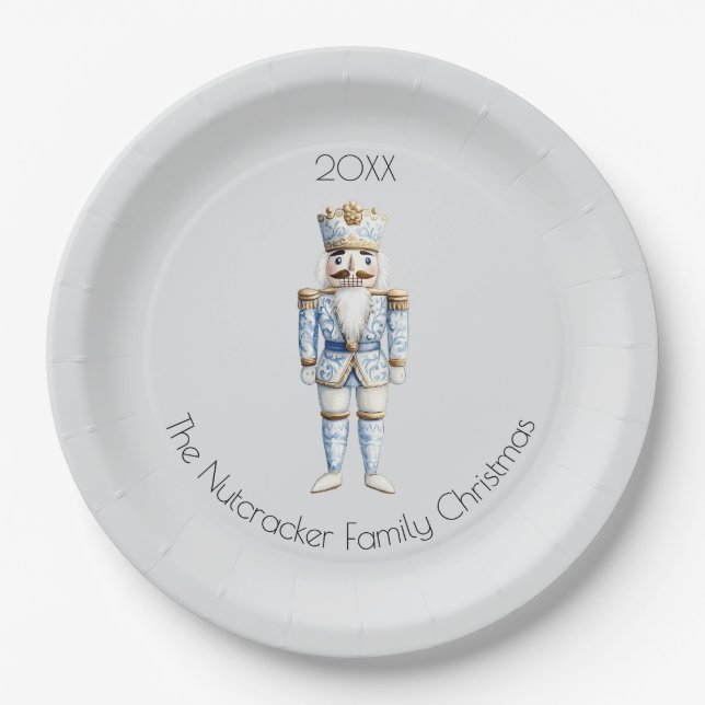 Christmas Nutcracker Watercolor Paper Plates (Front)