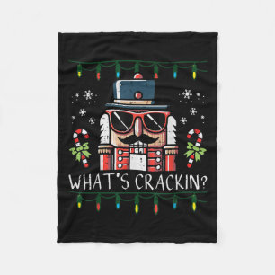 Christmas Nutcracker Whats Crackin Funny Xmas Men Fleece Blanket