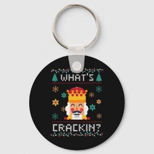 Christmas Nutcracker Whats Crackin Funny Xmas Men Keychain