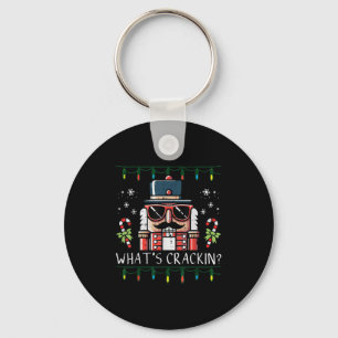 Christmas Nutcracker Whats Crackin Funny Xmas Men Keychain