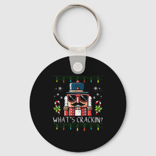 Christmas Nutcracker Whats Crackin Funny Xmas Men Keychain