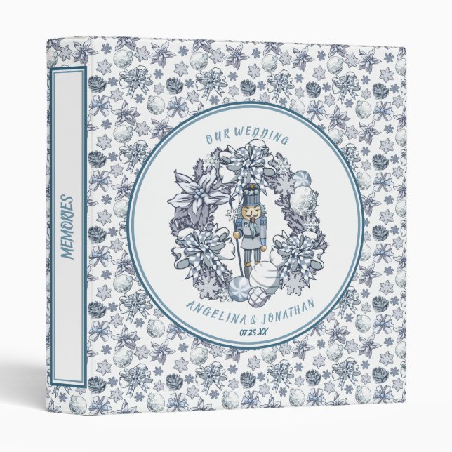 Christmas Nutcracker Wreath Wedding Photo Album 3 Ring Binder (Front/Spine)