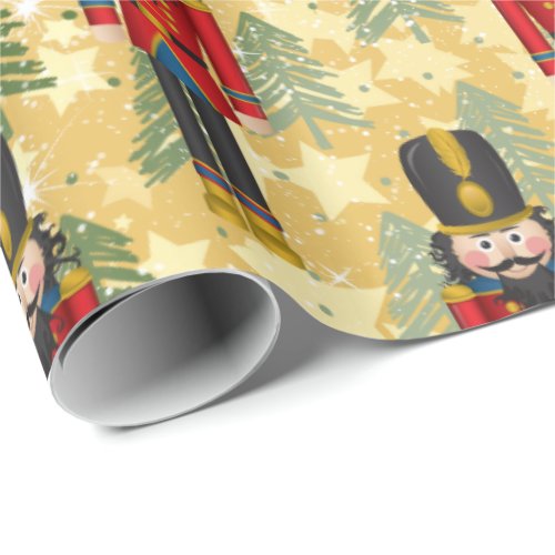 Christmas Nutcracker Xmas Trees Soldier Wrapping Paper