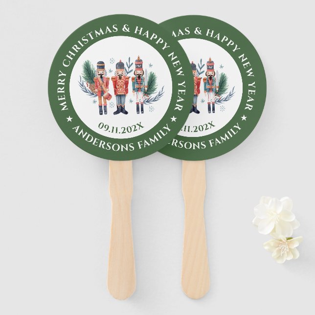 Christmas nutcrackers composition 2 hand fan (Front and Back)