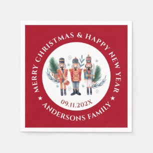 Christmas nutcrackers composition red border napkins