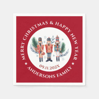 Christmas nutcrackers composition red border napkins