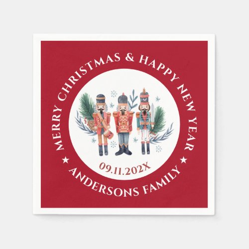 Christmas nutcrackers composition red border napkins