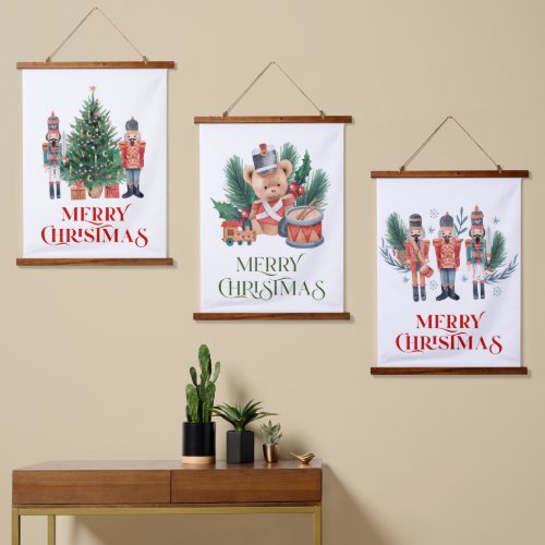 Christmas nutcrackers drummer boy and tree hanging tapestry