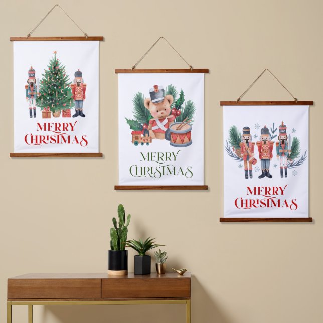 Christmas nutcrackers, drummer boy and tree hanging tapestry (Asymmetrical)