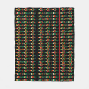 Christmas Nutcrackers Green and Black Fleece Blanket