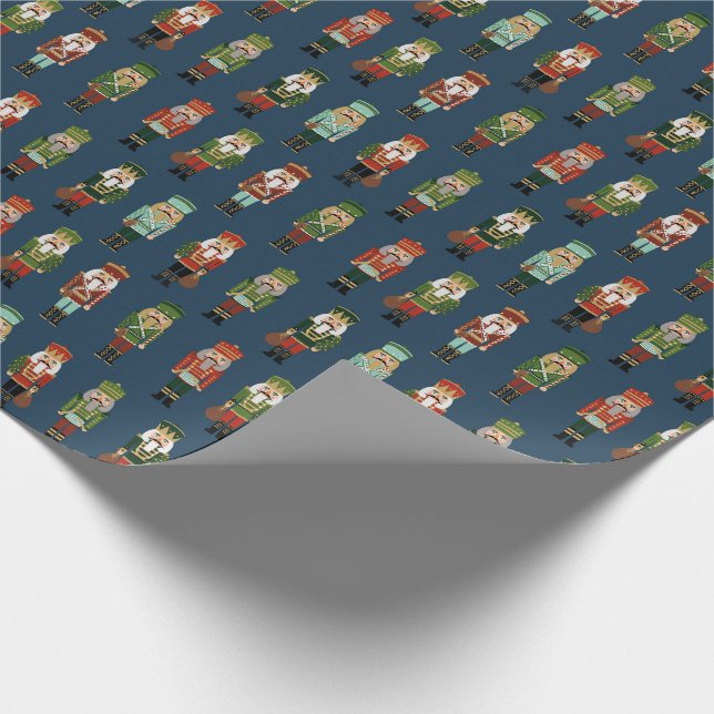 Christmas Nutcrackers navy Wrapping Paper (Corner)