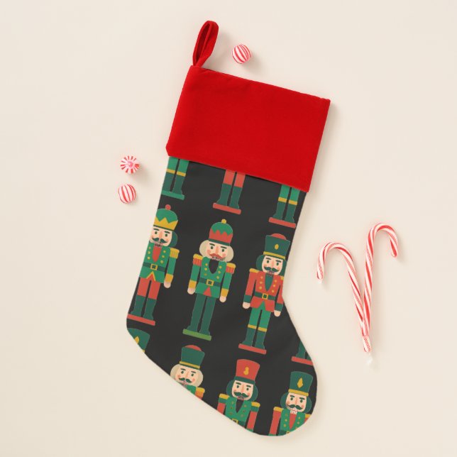 Christmas Nutcrackers on Black Stocking (Front)