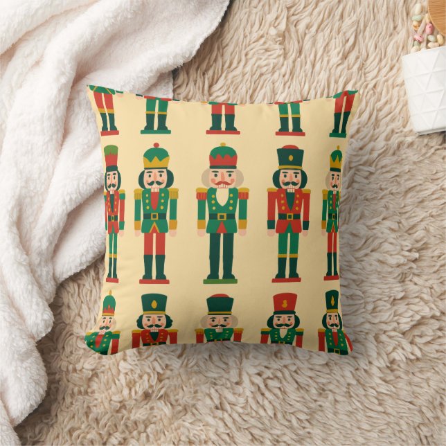 Christmas Nutcrackers on Light Throw Pillow (Blanket)