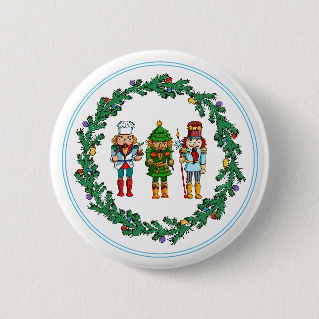 Christmas Nutcrackers Toy Soldiers Button (Front)