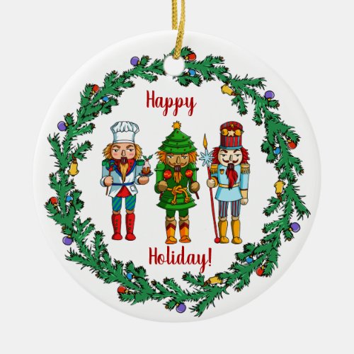 Christmas Nutcrackers Toy Soldiers Ceramic Ornament