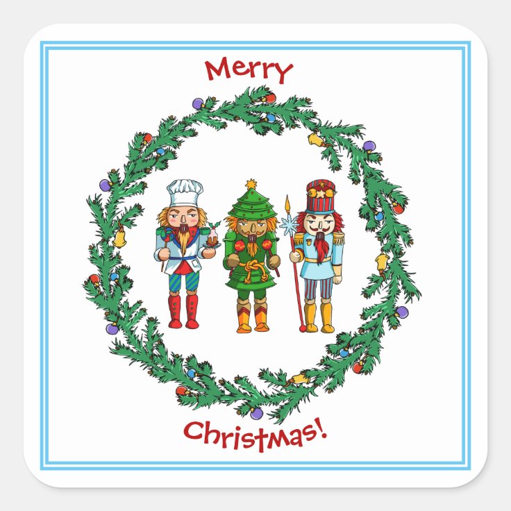 Christmas Nutcrackers Toy Soldiers Square Sticker Zazzle