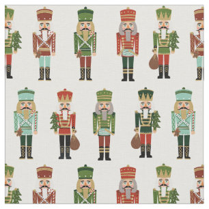 Christmas Nutcrackers white Fabric