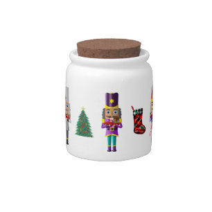 Christmas Nutcrackers with Little Red Trucks Candy Jar