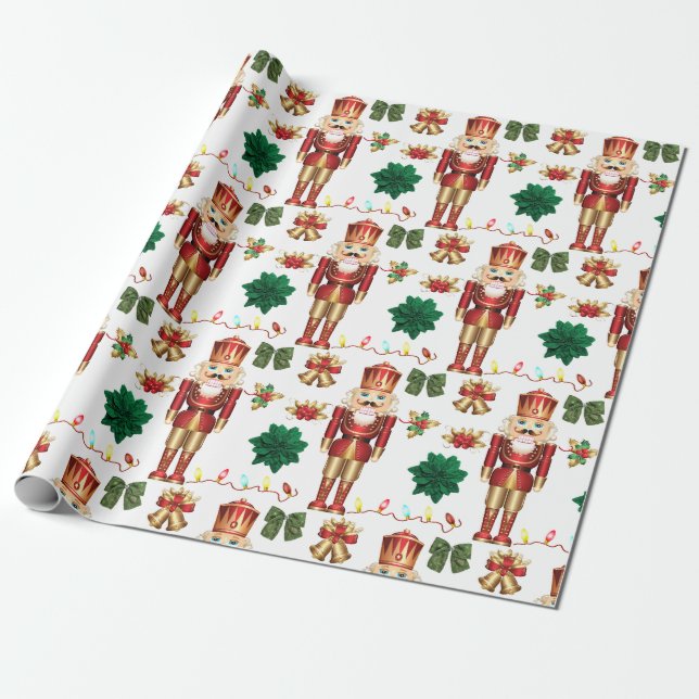 Christmas Nutcrackers Wrapping Paper (Unrolled)