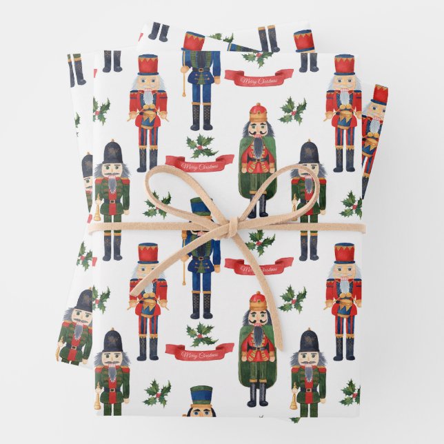 Christmas Nutcrackers Wrapping Paper Sheets (In situ)