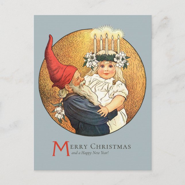 Christmas Nystrom Tomte sweet Lucia girl CC1181 Postcard (Front)