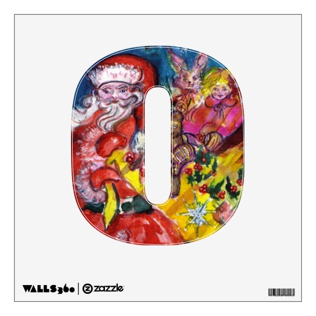 CHRISTMAS O LETTER  SANTA CLAUS AND GIFTS MONOGRAM WALL DECAL (Front)