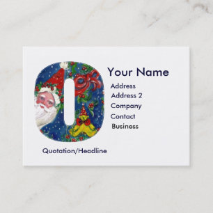 CHRISTMAS O LETTER / SANTA CLAUS WITH RED RIBBON BUSINESS CARD