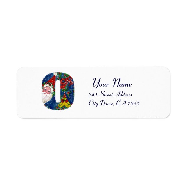 CHRISTMAS O LETTER / SANTA CLAUS WITH RED RIBBON LABEL (Front)