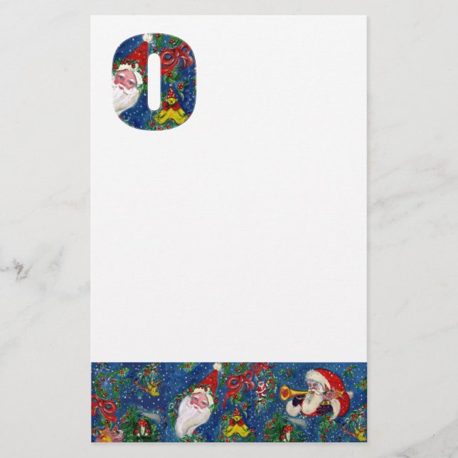 CHRISTMAS O LETTER / SANTA CLAUS WITH RED RIBBON STATIONERY (Front)