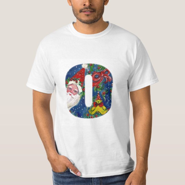 CHRISTMAS O LETTER / SANTA CLAUS WITH RED RIBBON T-Shirt (Front)