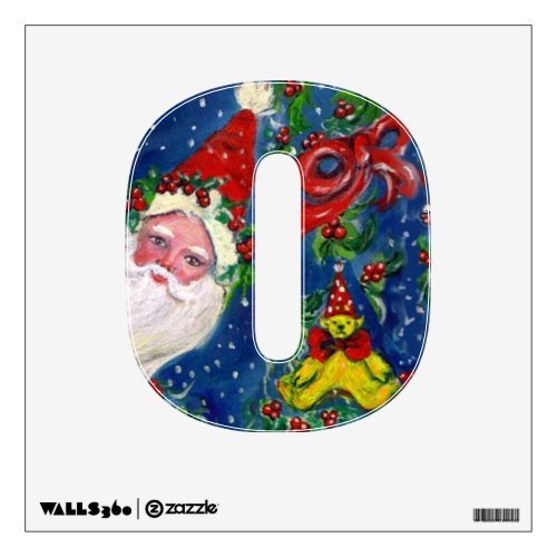 CHRISTMAS O LETTER  SANTA CLAUS WITH RED RIBBON WALL STICKER