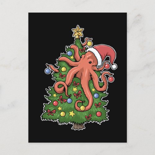 Christmas Octopus Kraken Squid Gift Christmas Tree Postcard