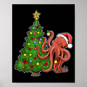 Christmas Octopus Poster