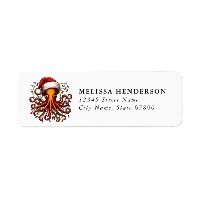 Christmas Octopus Return Address Labels (Front)