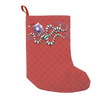 Christmas Octopus With Stripes Small Christmas Stocking by partymonster at Zazzle