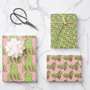 Christmas Octopus Wrapping Paper Sheets