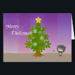 Christmas of ninja card<br><div class="desc">The ninja decorates in the tree.</div>