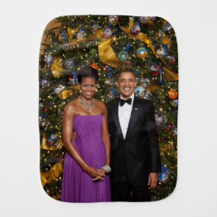 Christmas of President Barack Obama and Michelle Baby Burp Cloth