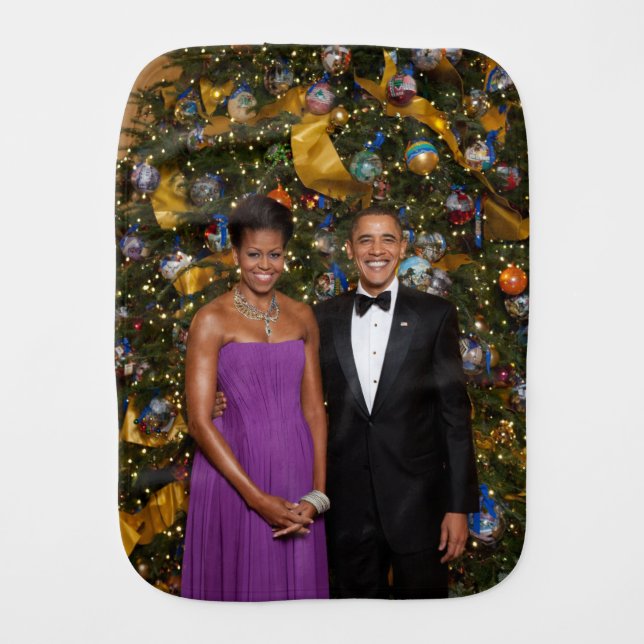 Christmas of President Barack Obama and Michelle Baby Burp Cloth (Front)