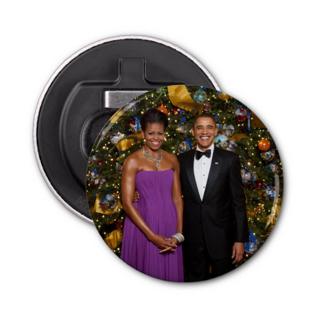 Christmas of President Barack Obama and Michelle Bottle Opener (Front)
