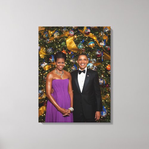 Christmas of President Barack Obama and Michelle Canvas Print