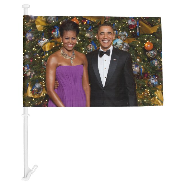 Christmas of President Barack Obama and Michelle Car Flag (Front)