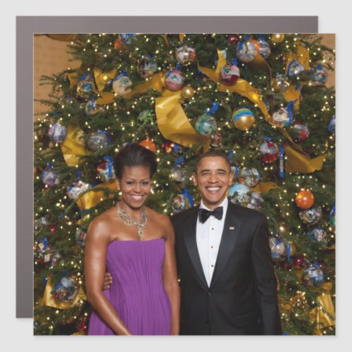 Christmas of President Barack Obama and Michelle Car Magnet