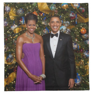 Christmas of President Barack Obama and Michelle Cloth Napkin